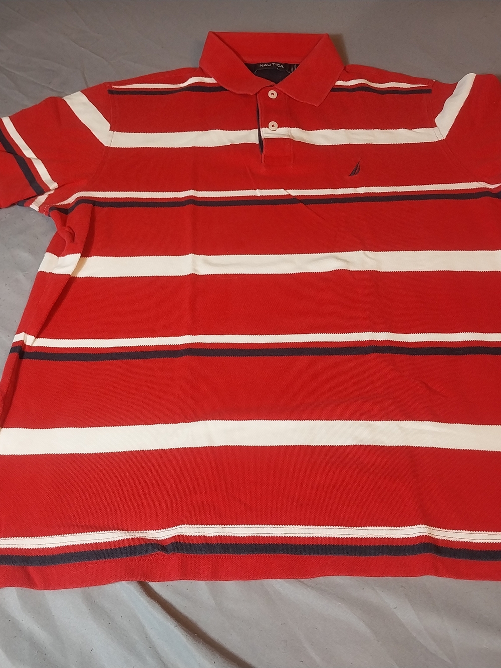 Nautica Red Striped Polo Shirt - #442